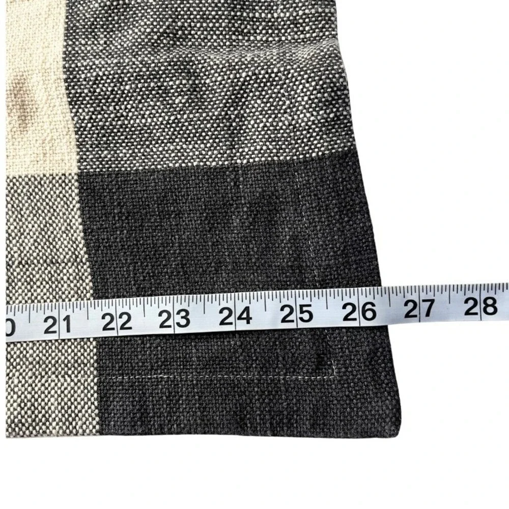 Pottery Barn Buffalo Check Cotton Euro Pillow Cover 26x25 Charcoal Grey Cream